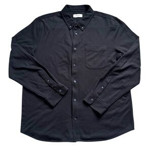 Everlane Long Sleeve Piqué Button-Down Shirt Men’s XL black Organic Cotton